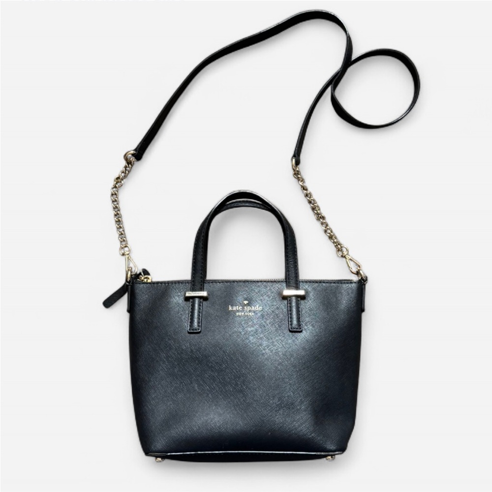 Kate Spade New York Cedar Street Harmony Black Mini Tote Crossbody Gold Hardware